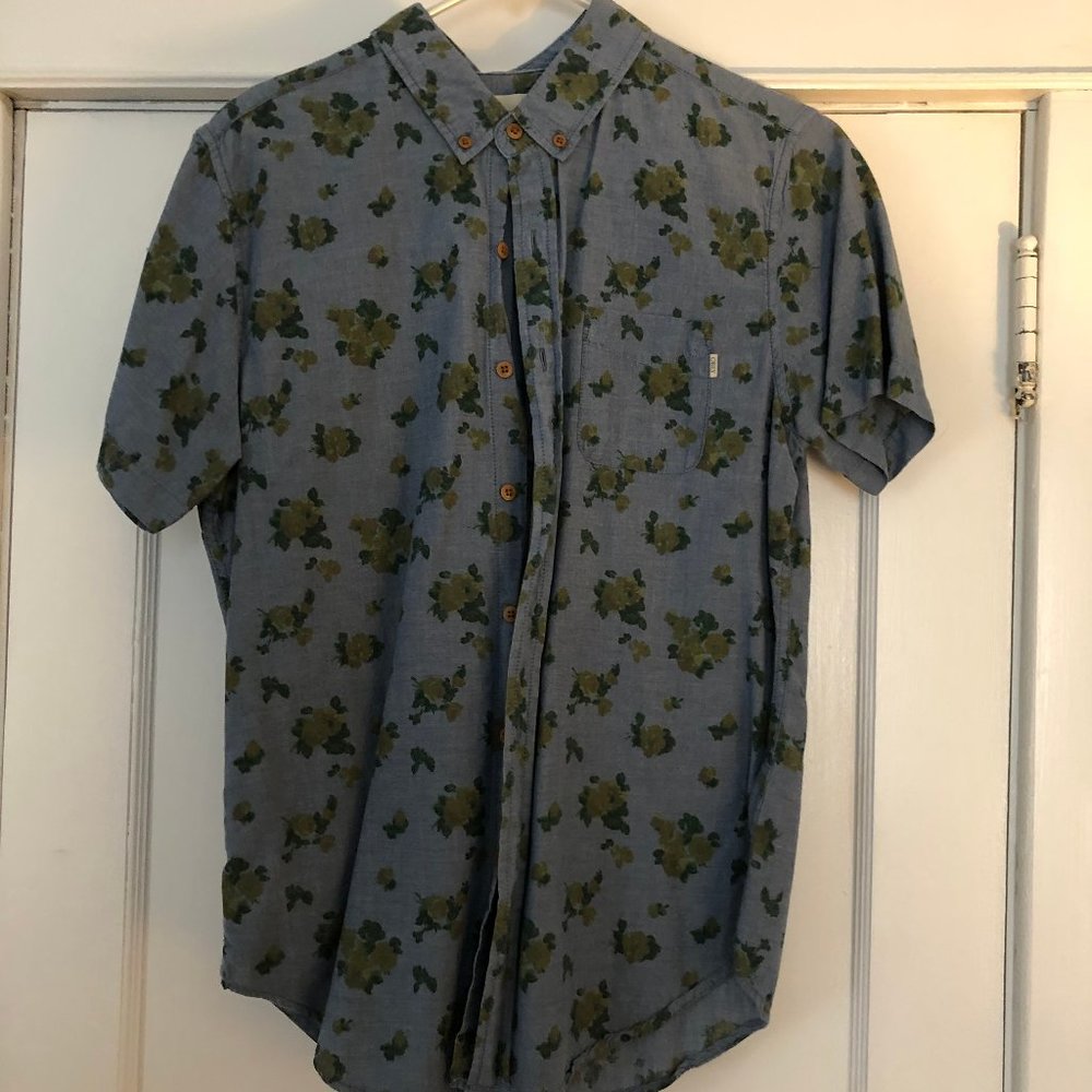 OBEY lightweight chambray floral print s/s shirt